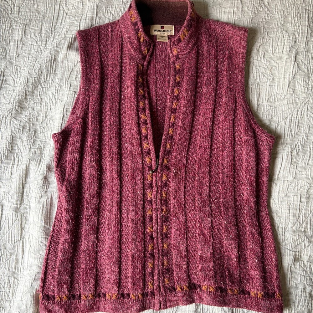 Woolrich Magenta Sleeveless Knit Vest